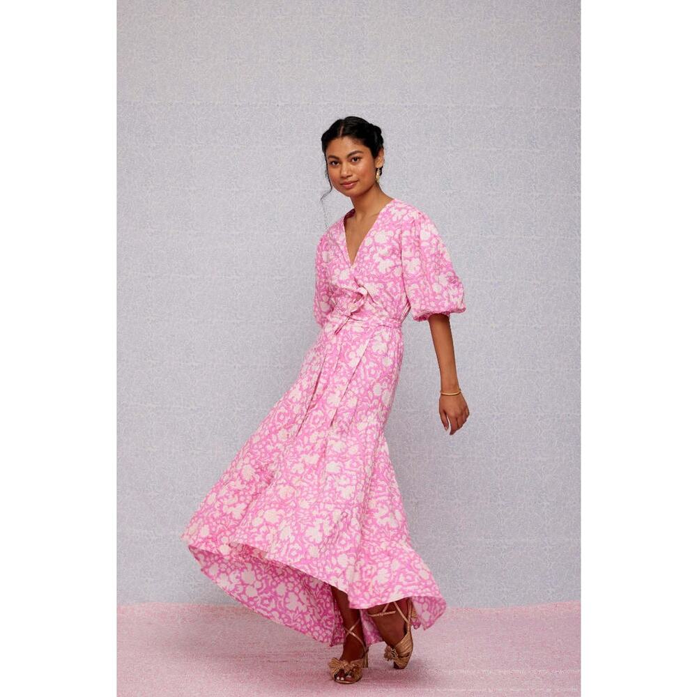 SZ Blockprints Haze Full Wrap Dress Eva Pink Size Small‎